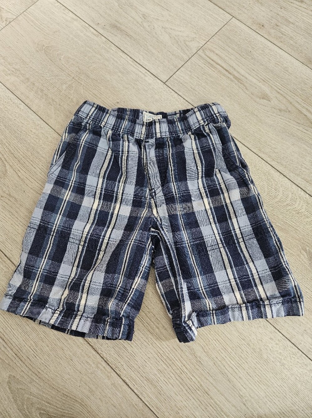 The Children's Place Boys Blue Plaid Elastic Waist Shorts Size 6 🩳✨